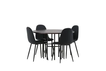 Copenhagen Spisebordssæt 115 cm Rund med 4 Polar Stole - Svart - Møbler - Borde - Spisebordssæt