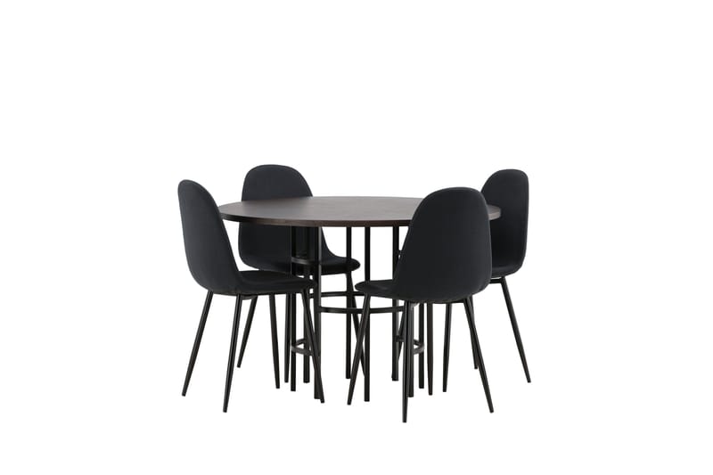 Copenhagen Spisebordssæt 115 cm Rund med 4 Polar Stole - Svart - Møbler - Borde - Spisebordssæt