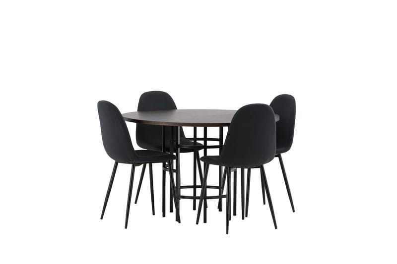 Copenhagen Spisebordssæt 115 cm Rund med 4 Polar Stole - Svart - Møbler - Borde - Spisebordssæt