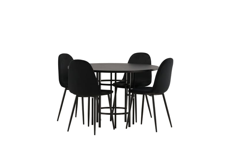 Copenhagen Spisebordssæt 115 cm Rund med 4 Polar Stole - Svart - Møbler - Borde - Spisebordssæt