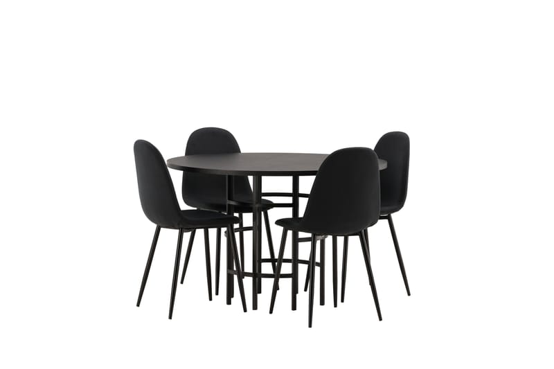 Copenhagen Spisebordssæt 115 cm Rund med 4 Polar Stole - Svart - Møbler - Borde - Spisebordssæt
