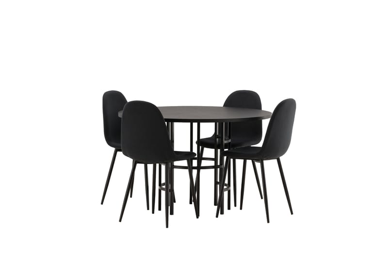 Copenhagen Spisebordssæt 115 cm Rund med 4 Polar Stole - Svart - Møbler - Borde - Spisebordssæt