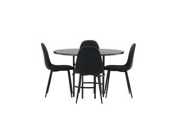 Copenhagen Spisebordssæt 115 cm Rund med 4 Polar Stole - Svart - Møbler - Borde - Spisebordssæt