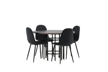 Copenhagen Spisebordssæt 115 cm Rund med 4 Polar Stole - Svart - Møbler - Borde - Spisebordssæt