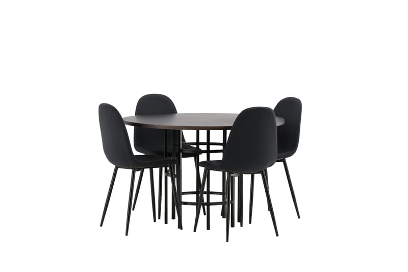 Copenhagen Spisebordssæt 115 cm Rund med 4 Polar Stole - Svart - Møbler - Borde - Spisebordssæt