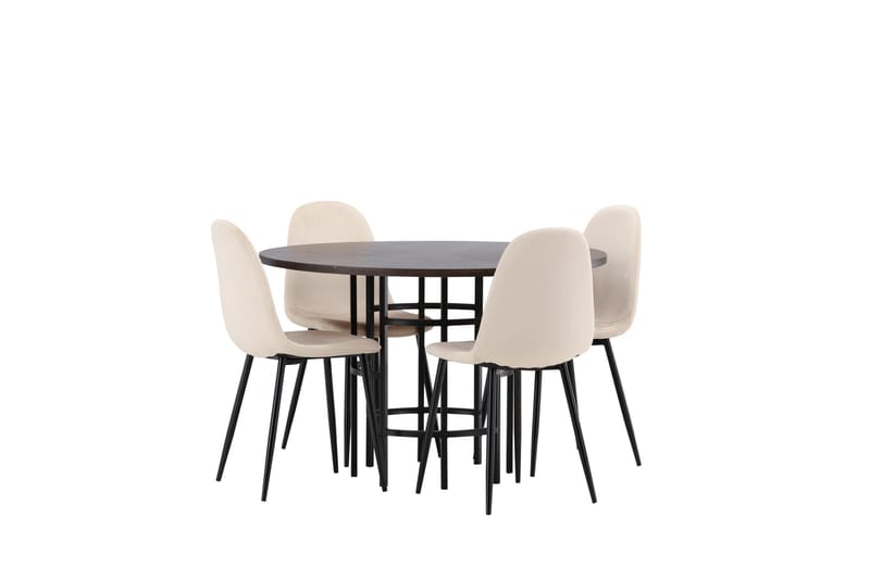 Copenhagen Spisebordssæt 115 cm Rund med 4 Polar Stole - Beige - Møbler - Borde - Spisebordssæt