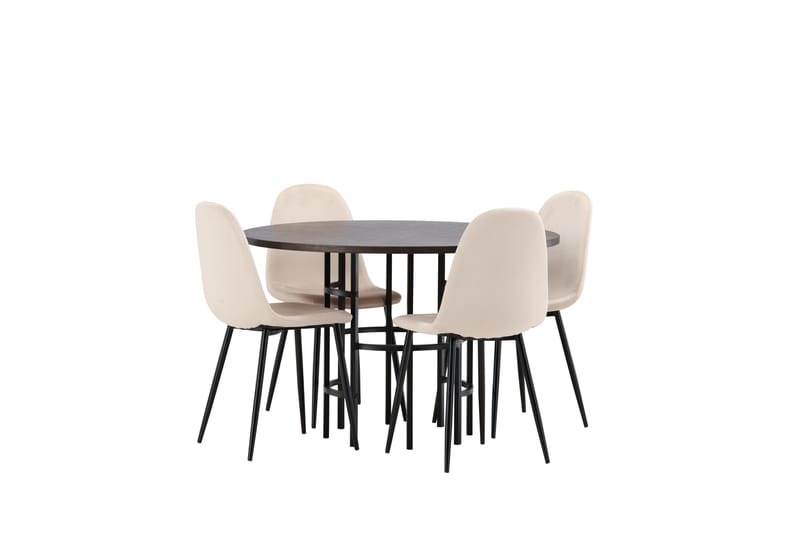 Copenhagen Spisebordssæt 115 cm Rund med 4 Polar Stole - Beige - Møbler - Borde - Spisebordssæt