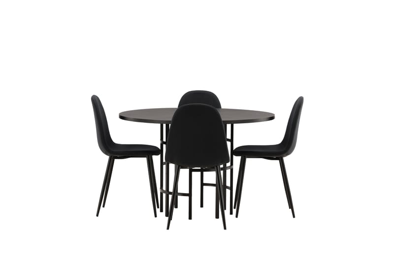 Copenhagen Spisebordssæt 115 cm Rund med 4 Polar Stole - Svart - Møbler - Borde - Spisebordssæt