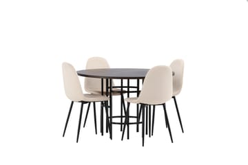 Copenhagen Spisebordssæt 115 cm Rund med 4 Polar Stole - Beige - Møbler - Borde - Spisebordssæt