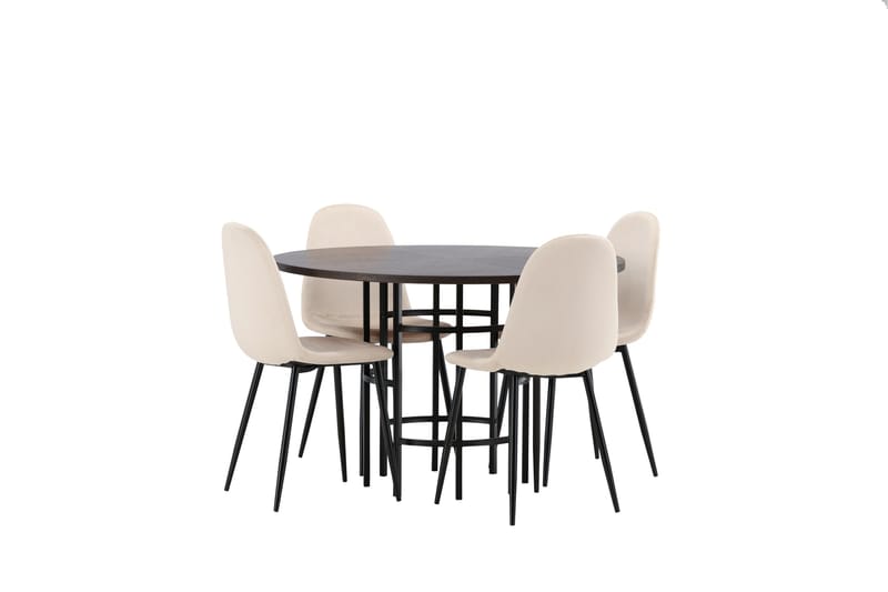Copenhagen Spisebordssæt 115 cm Rund med 4 Polar Stole - Beige - Møbler - Borde - Spisebordssæt