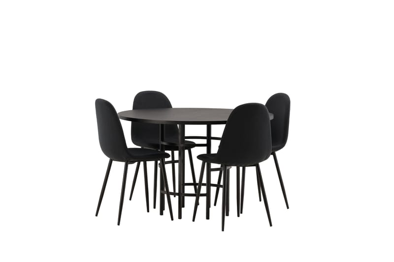Copenhagen Spisebordssæt 115 cm Rund med 4 Polar Stole - Svart - Møbler - Borde - Spisebordssæt