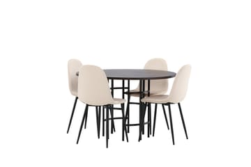 Copenhagen Spisebordssæt 115 cm Rund med 4 Polar Stole - Beige - Møbler - Borde - Spisebordssæt