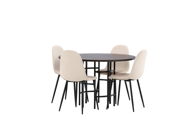 Copenhagen Spisebordssæt 115 cm Rund med 4 Polar Stole - Beige - Møbler - Borde - Spisebordssæt
