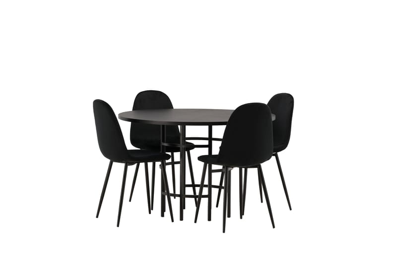 Copenhagen Spisebordssæt 115 cm Rund med 4 Polar Stole - Svart - Møbler - Borde - Spisebordssæt