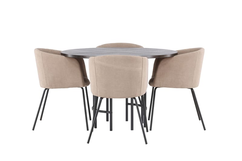 Copenhagen Spisebordssæt 115 cm rundt med 4 Berit stole, Beige