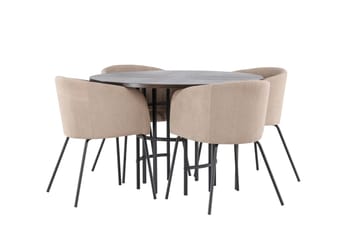 Copenhagen Spisebordssæt 115 cm rundt med 4 Berit stole - Beige - Møbler - Borde - Spisebordssæt