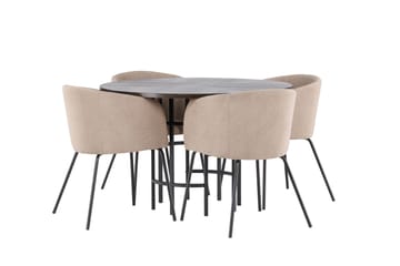 Copenhagen Spisebordssæt 115 cm rundt med 4 Berit stole - Beige - Møbler - Borde - Spisebordssæt