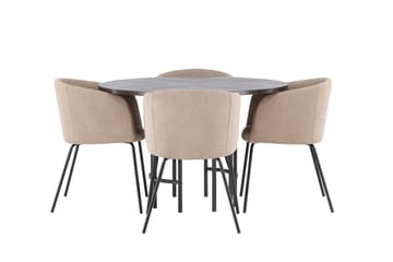 Copenhagen Spisebordssæt 115 cm rundt med 4 Berit stole - Beige - Møbler - Borde - Spisebordssæt