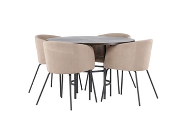 Copenhagen Spisebordssæt 115 cm rundt med 4 Berit stole - Beige - Møbler - Borde - Spisebordssæt