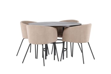 Copenhagen Spisebordssæt 115 cm rundt med 4 Berit stole - Beige - Møbler - Borde - Spisebordssæt