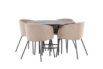 Copenhagen Spisebordssæt 115 cm rundt med 4 Berit stole - Beige - Møbler - Borde - Spisebordssæt