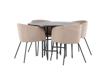 Copenhagen Spisebordssæt 115 cm rundt med 4 Berit stole - Beige - Møbler - Borde - Spisebordssæt
