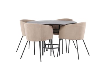 Copenhagen Spisebordssæt 115 cm rundt med 4 Berit stole - Beige - Møbler - Borde - Spisebordssæt
