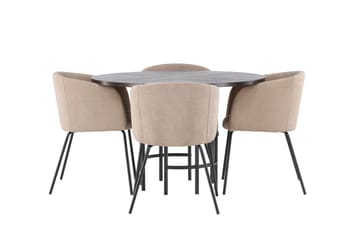 Copenhagen Spisebordssæt 115 cm rundt med 4 Berit stole - Beige - Møbler - Borde - Spisebordssæt