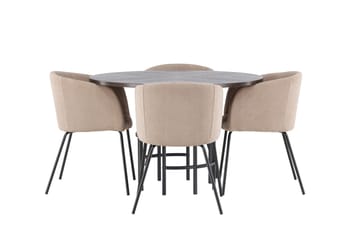 Copenhagen Spisebordssæt 115 cm rundt med 4 Berit stole - Beige - Møbler - Borde - Spisebordssæt