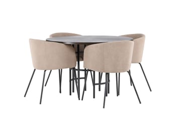 Copenhagen Spisebordssæt 115 cm rundt med 4 Berit stole - Beige - Møbler - Borde - Spisebordssæt