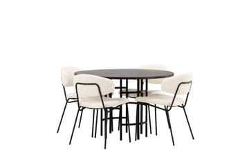 Copenhagen Spisebordssæt 115 cm rundt med 4 Chico stole - Sort - Møbler - Borde - Spisebordssæt