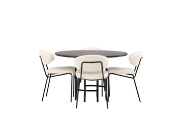 Copenhagen Spisebordssæt 115 cm rundt med 4 Chico stole - Sort - Møbler - Borde - Spisebordssæt