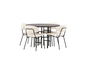 Copenhagen Spisebordssæt 115 cm rundt med 4 Chico stole - Sort - Møbler - Borde - Spisebordssæt