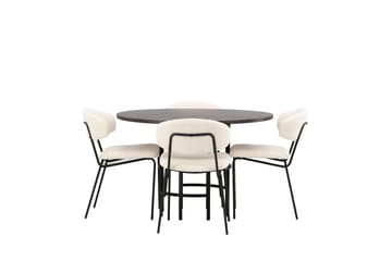 Copenhagen Spisebordssæt 115 cm rundt med 4 Chico stole - Sort - Møbler - Borde - Spisebordssæt