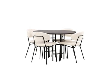 Copenhagen Spisebordssæt 115 cm rundt med 4 Chico stole - Sort - Møbler - Borde - Spisebordssæt