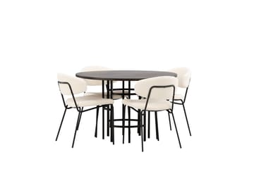 Copenhagen Spisebordssæt 115 cm rundt med 4 Chico stole - Sort - Møbler - Borde - Spisebordssæt