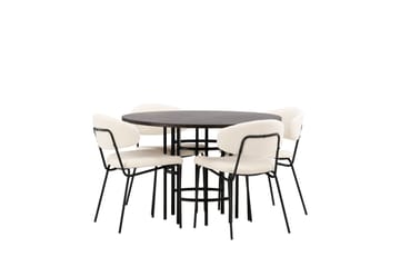 Copenhagen Spisebordssæt 115 cm rundt med 4 Chico stole - Sort - Møbler - Borde - Spisebordssæt