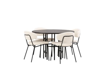 Copenhagen Spisebordssæt 115 cm rundt med 4 Chico stole - Sort - Møbler - Borde - Spisebordssæt