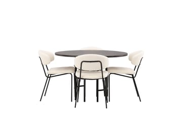 Copenhagen Spisebordssæt 115 cm rundt med 4 Chico stole - Sort - Møbler - Borde - Spisebordssæt