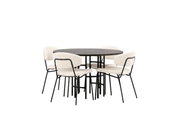 Copenhagen Spisebordssæt 115 cm rundt med 4 Chico stole - Sort - Møbler - Borde - Spisebordssæt