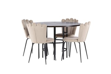 Copenhagen spisebordssæt 115 cm rundt med 4 Limhamn stole - Beige - Møbler - Borde - Spisebordssæt