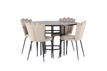 Copenhagen spisebordssæt 115 cm rundt med 4 Limhamn stole - Beige - Møbler - Borde - Spisebordssæt