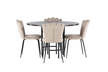 Copenhagen spisebordssæt 115 cm rundt med 4 Limhamn stole - Beige - Møbler - Borde - Spisebordssæt
