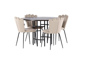 Copenhagen spisebordssæt 115 cm rundt med 4 Limhamn stole - Beige - Møbler - Borde - Spisebordssæt