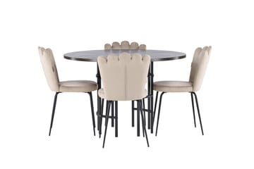 Copenhagen spisebordssæt 115 cm rundt med 4 Limhamn stole - Beige - Møbler - Borde - Spisebordssæt
