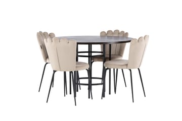 Copenhagen spisebordssæt 115 cm rundt med 4 Limhamn stole - Beige - Møbler - Borde - Spisebordssæt