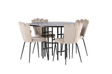 Copenhagen spisebordssæt 115 cm rundt med 4 Limhamn stole - Beige - Møbler - Borde - Spisebordssæt