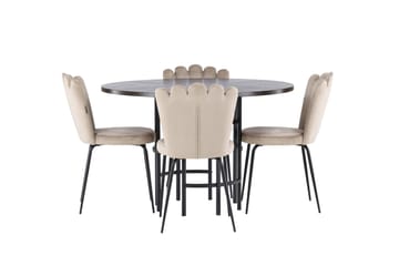 Copenhagen spisebordssæt 115 cm rundt med 4 Limhamn stole - Beige - Møbler - Borde - Spisebordssæt