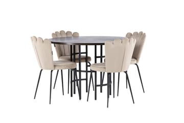 Copenhagen spisebordssæt 115 cm rundt med 4 Limhamn stole - Beige - Møbler - Borde - Spisebordssæt
