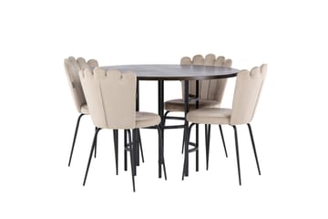 Copenhagen spisebordssæt 115 cm rundt med 4 Limhamn stole - Beige - Møbler - Borde - Spisebordssæt